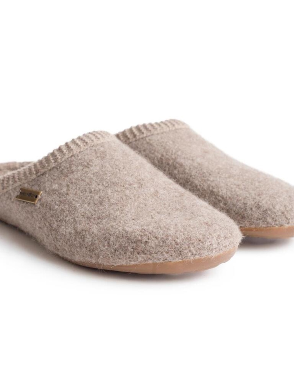 German Beige Wool Felt Slip-On Clogs